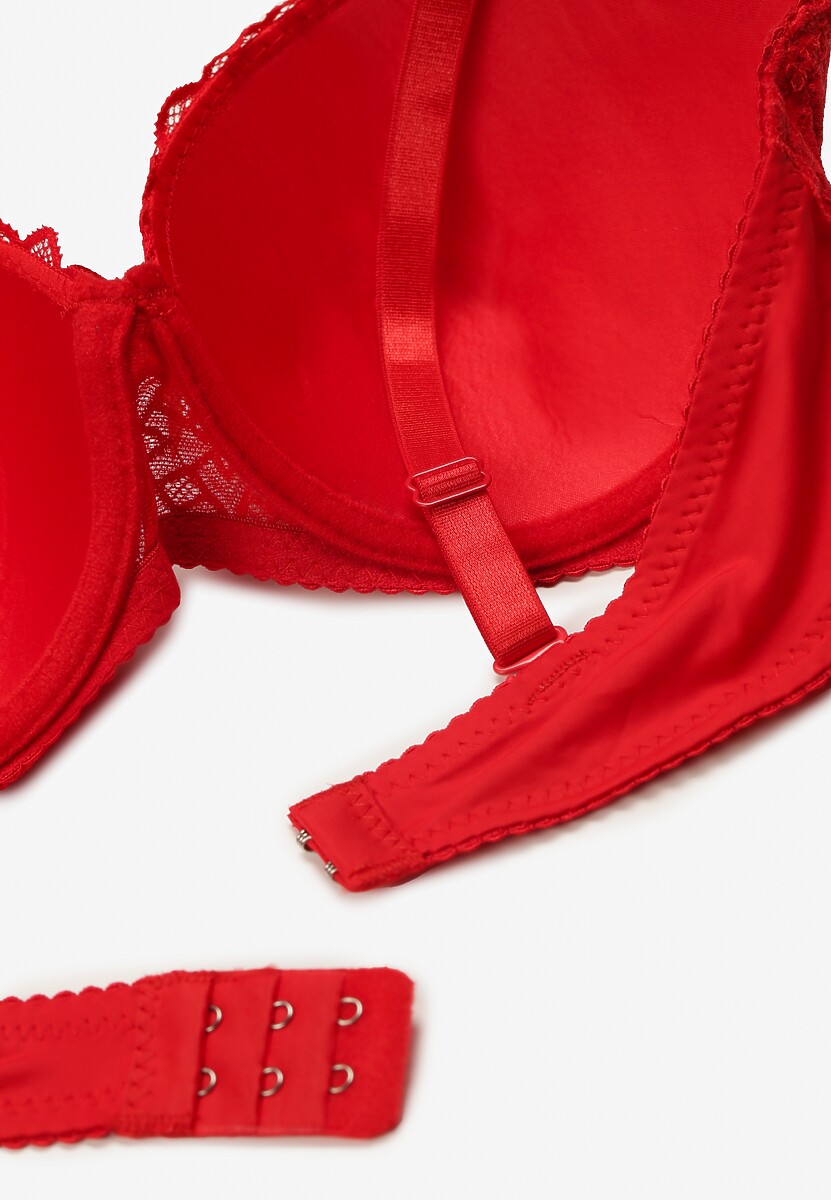 Czerwony Biustonosz Full Cup z Delikatnym Geometrycznym Wzorem Avatyra