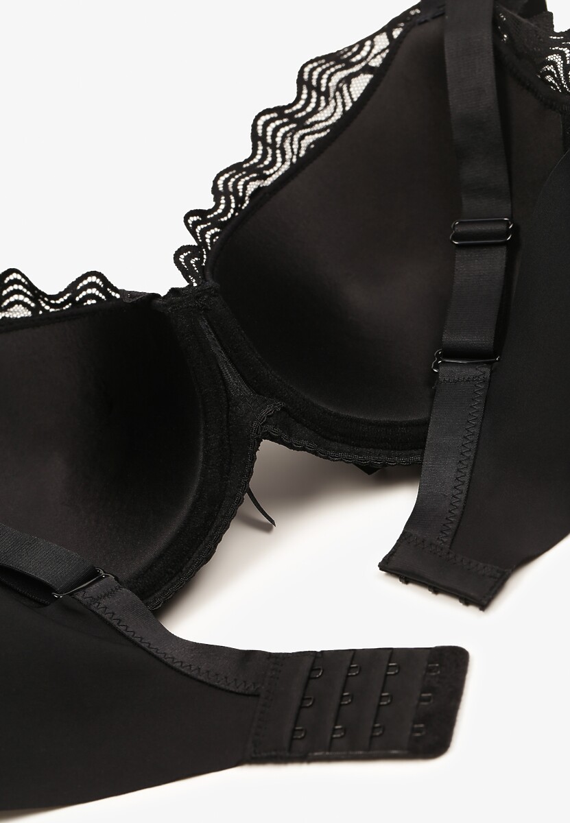 Czarny Koronkowy Biustonosz z Regulowanymi Ramiączkami Tinalle