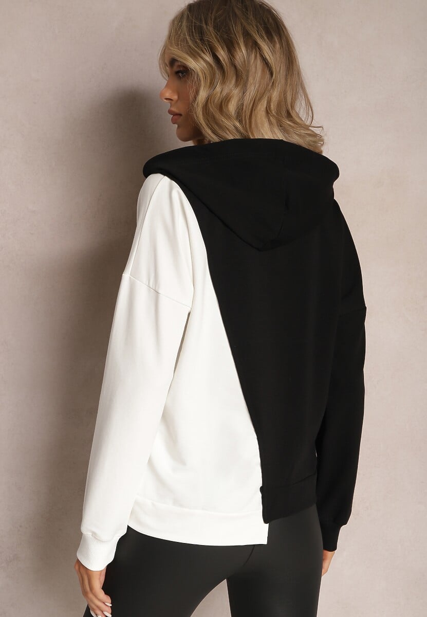 Czarna Bawełniana Bluza z Kapturem i Ściągaczami Ardente