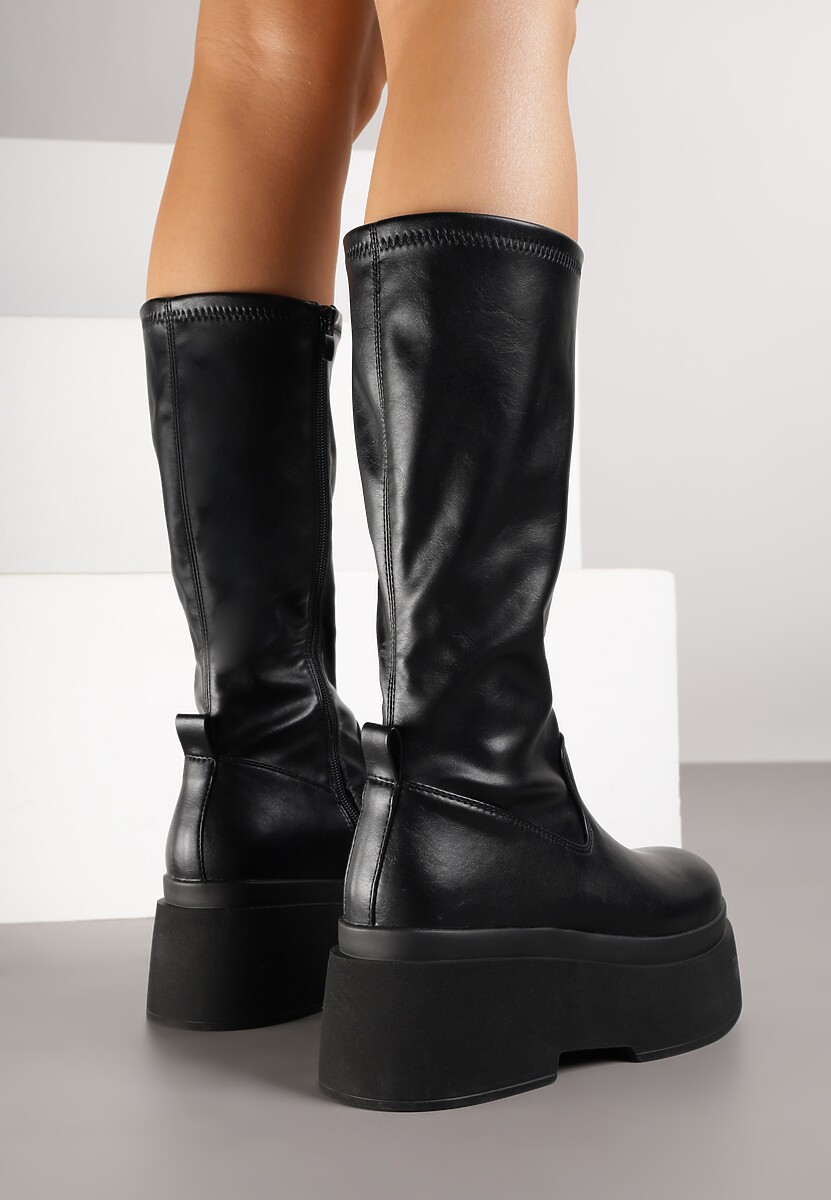 Czarne Botki na Platformie w Stylu Grunge Firnee