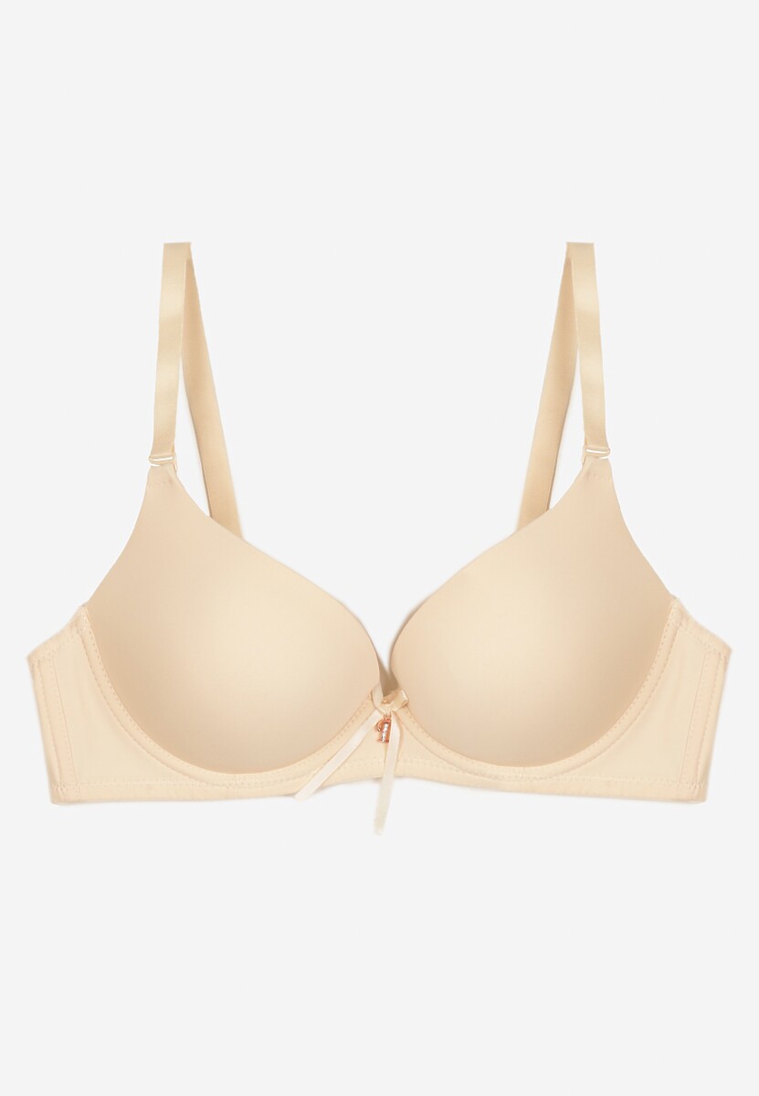 Beżowy Biustonosz z Gładkim Wykończeniem i Odpinanymi Ramiączkami Salireva