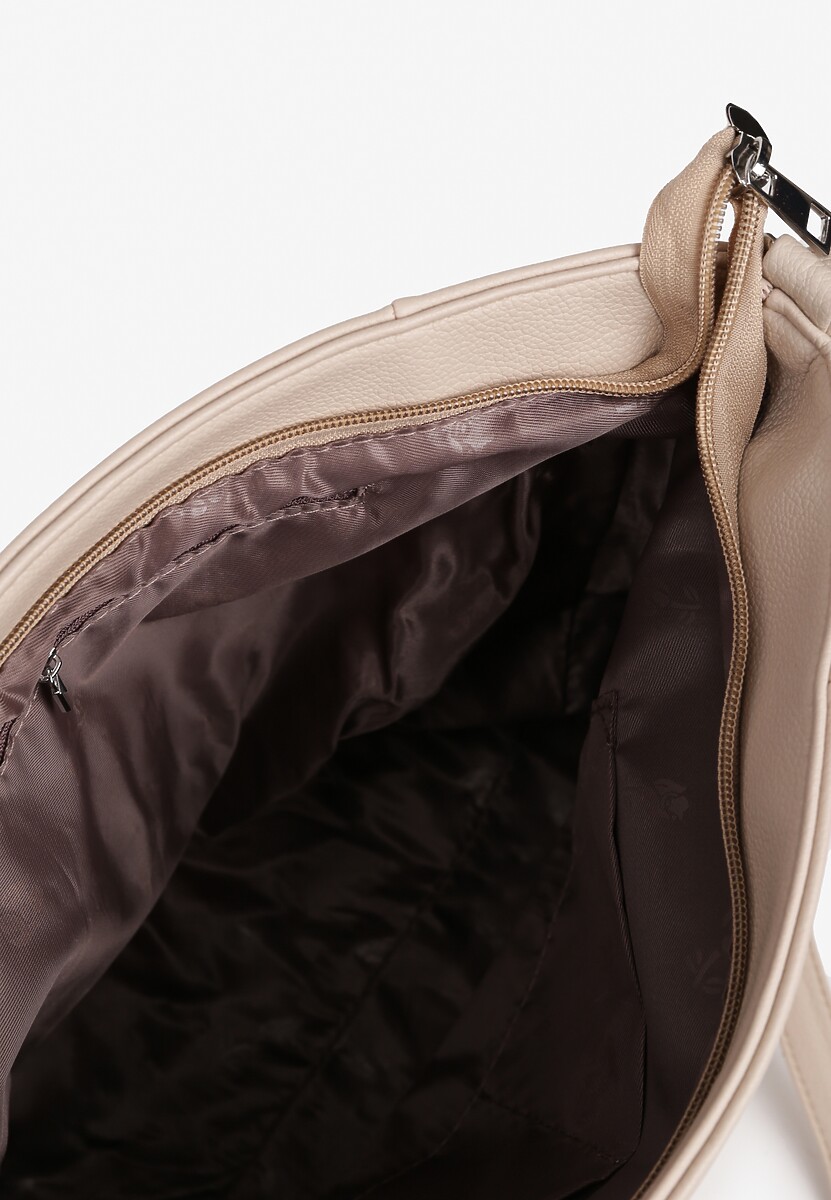 Ciemnobeżowa Torebka na Ramię z Ozdobnym Tłoczeniem Nanelven