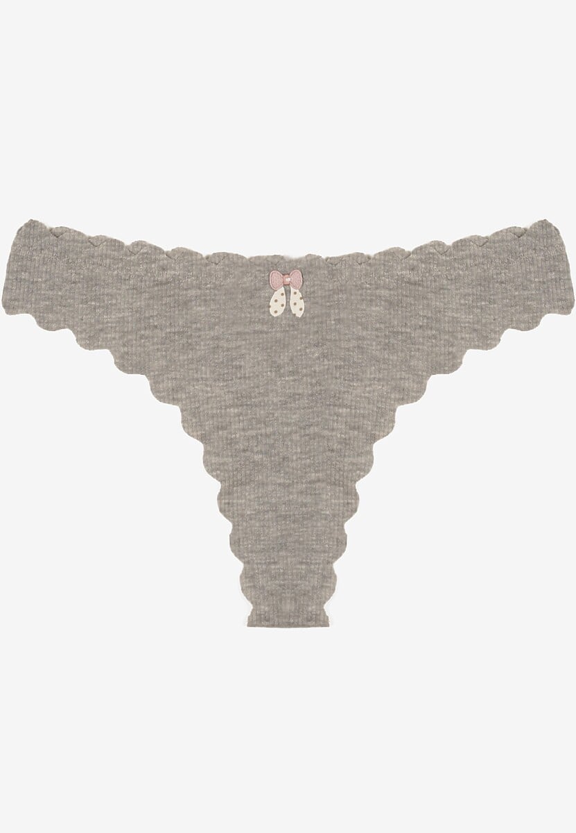 Szare Prążkowane Majtki Stringi z Bawełny Ilweda