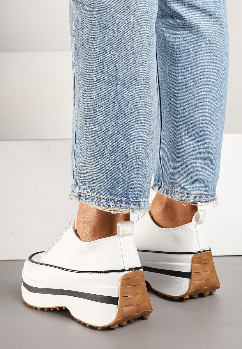 Białe Trampki na Platformie pod Kostkę Faloniela