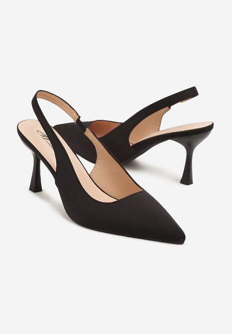 Czarne Sandały na Szpilce Typu Slingback Melovelle