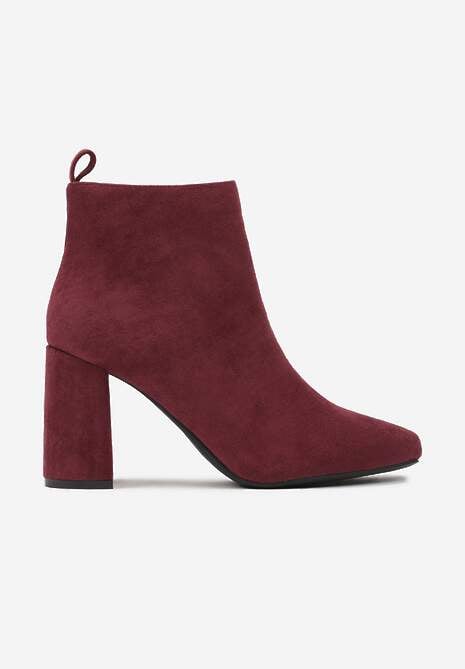 Bordowe Casualowe Botki na Słupku z Ociepleniem Ittarelle