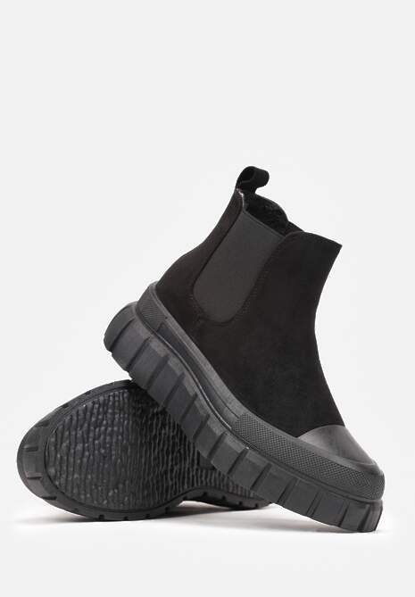 Czarne Botki Sztylety za Kostkę na Platformie Divita