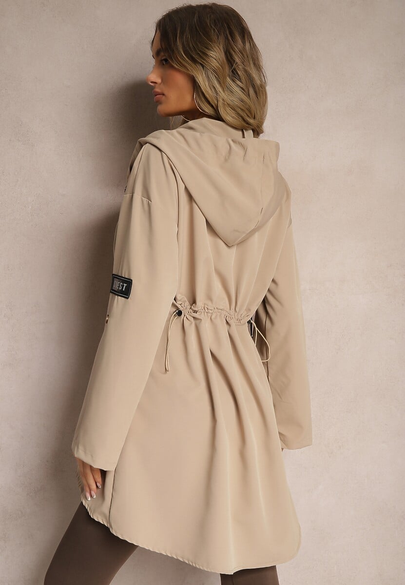 Beżowa Kurtka Oversize Wiatrówka Ceshela