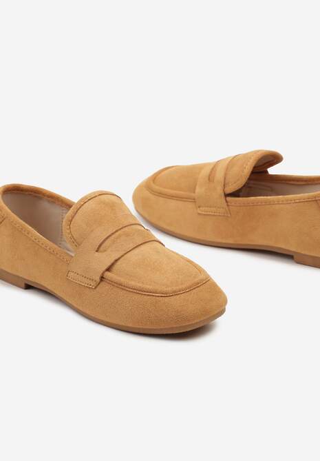 Brązowe Casualowe Wsuwane Mokasyny na Płaskiej Podeszwie z Ozdobnym Elementem na Przodzie Janesstia