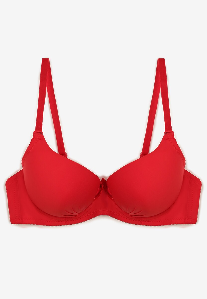 Czerwony Biustonosz o Klasycznym Kroju Full Cup z Małą Kokardką Noobelia