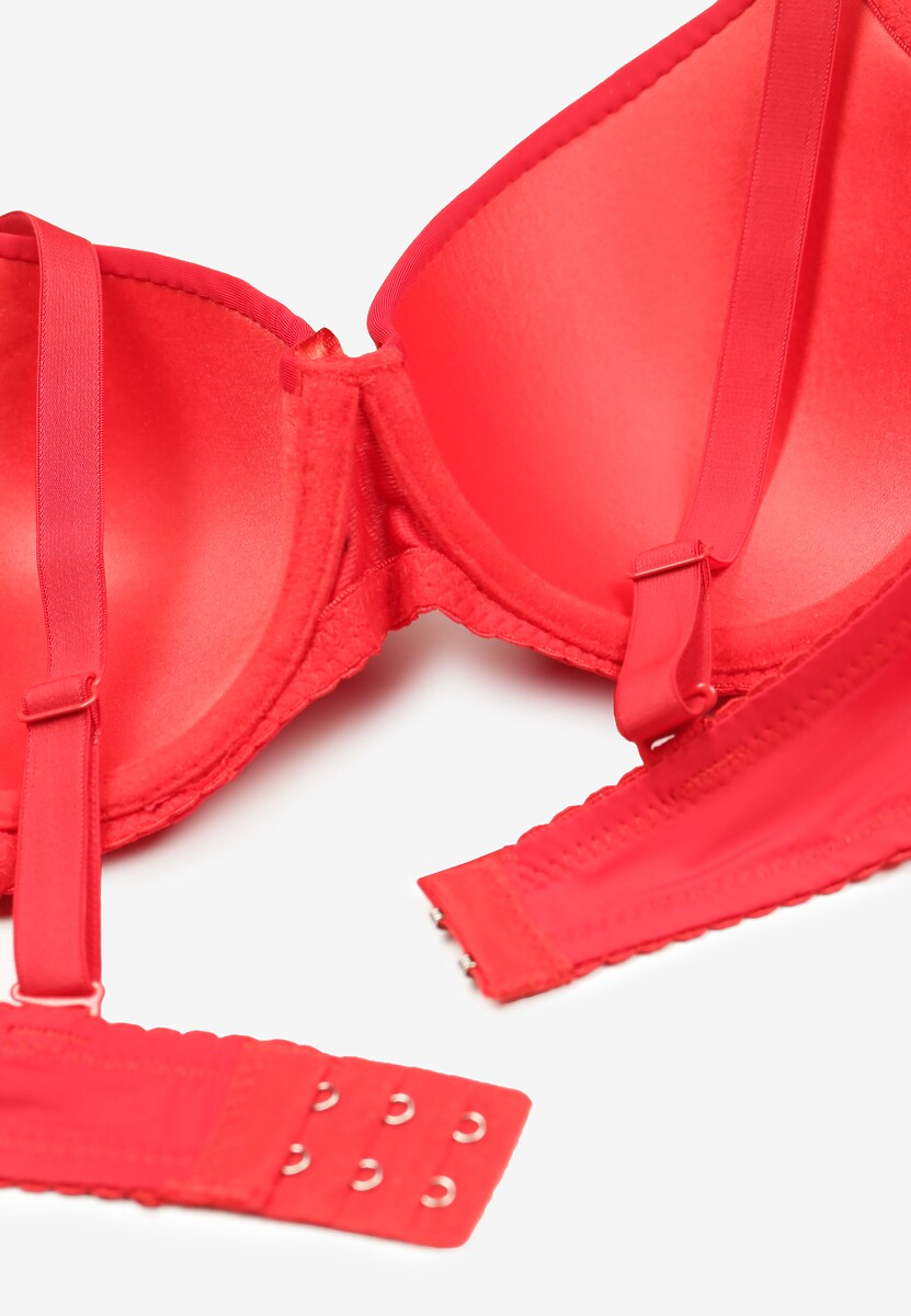 Czerwony Biustonosz na Odpinanych Ramiączkach z Regulacją z Usztywnionymi Miseczkami Ozdobiony Kokardką Isabcella