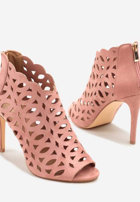 Różowe Ażurowe Sandały Botki Vices na Szpilce Natessae