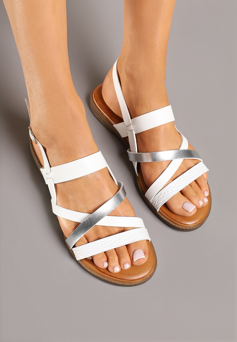 Białe Sandały z Ozdobnymi Paskami Davirena