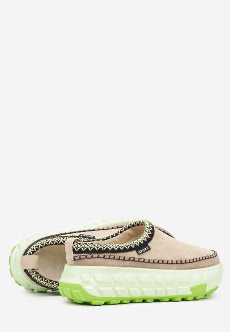 Beżowo-Zielone Śniegowce na Platformie z Tłoczeniem i Niską Cholewką Violova