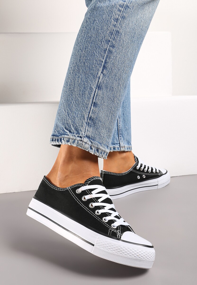 Czarno-Białe Klasyczne Trampki Przed Kostkę Xarosa