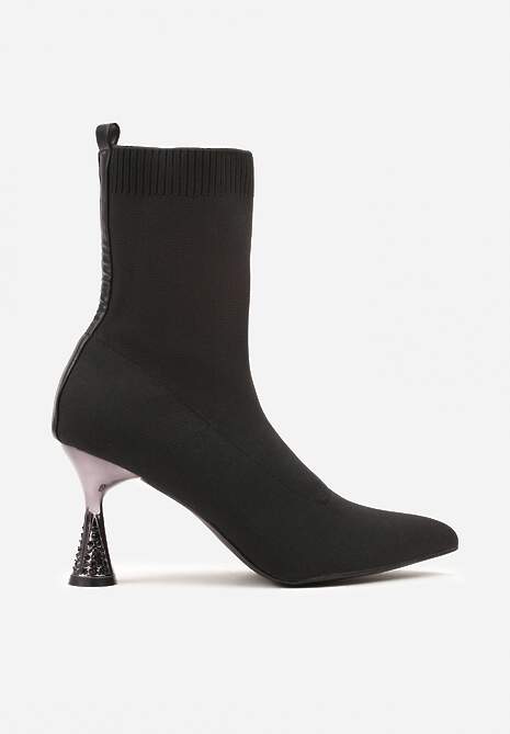 Czarne Wsuwane Botki Vices na Klepsydrzez Cyrkoniami Ashirria