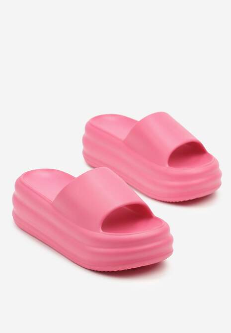 Fuksjowe Klapki na Platformie Asleeria