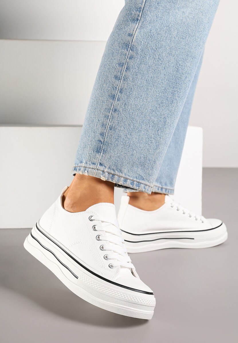 Białe Casualowe Trampki na Niskiej Platformie Natirinne