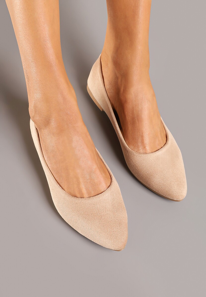Ciemnobeżowe Basicowe Balerinki z Migdałkowym Noskiem Tulvia
