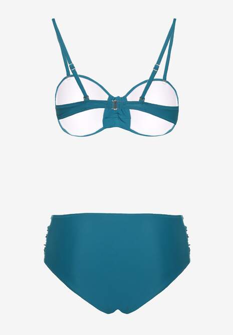 Granatowe Bikini Figi i Usztywniany Biustonosz z Marszczeniem Vintelle