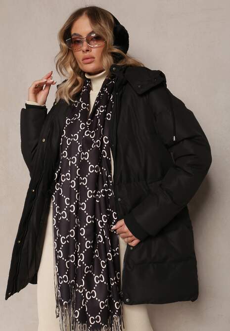 Czarna Kurtka z Klasycznym Pikowaniem i Odpinanym Kapturem Thessari