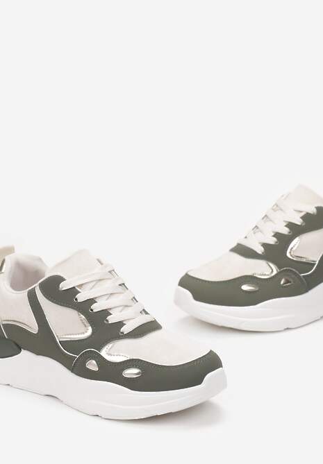 Zielone Sneakersy przed Kostkę na Grubej Podeszwie Milapena