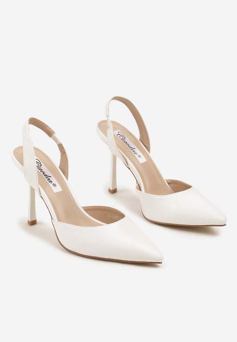 Białe Sandały na Szpilce ze Szpiczastym Noskiem i Odkrytą Piętą Deralise