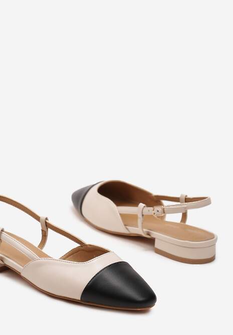Jasnobeżowe Klasyczne Sandały na Płaskiej Podeszwie bez Pięty Zapinane przy Kostce Sadria