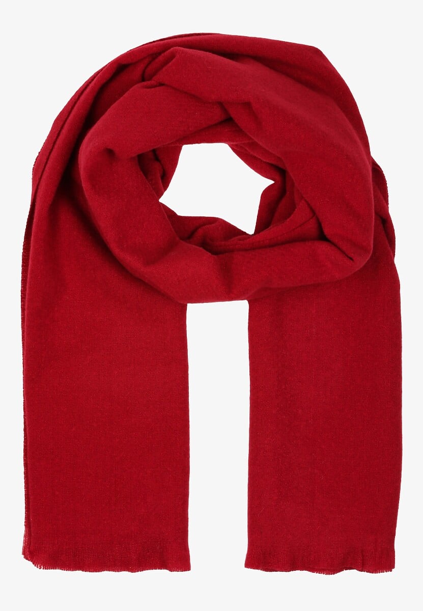 Bordowy Casualowy Szalik z Wełną i Wiskozą Batisha