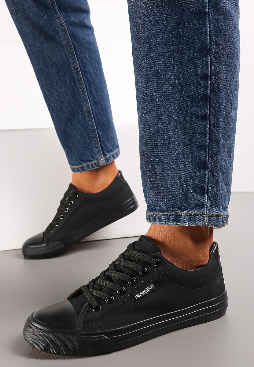 Czarne Trampki Sznurowane przed Kostkę Avanes