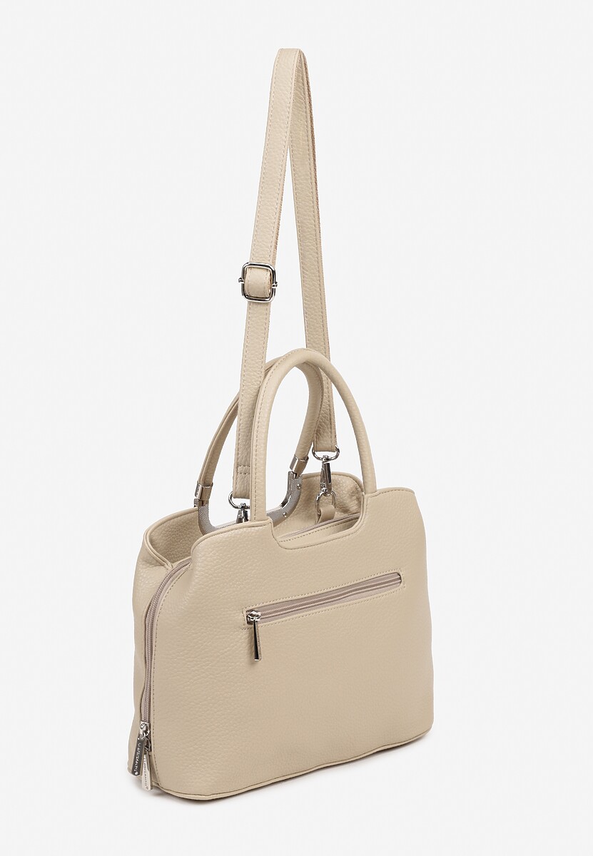 Beżowa Prostokątna Torebka Klasyczna z Paskiem i Rączką Clarilou