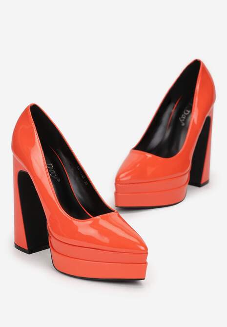 Pomarańczowe Czółenka na Wysokim Słupku i Platformie Valme