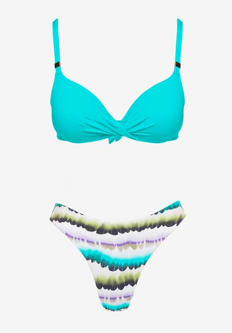 Jasnozielone Bikini Majtki Figi Ozdobione Nadrukiem i Biustonosz Natinalia