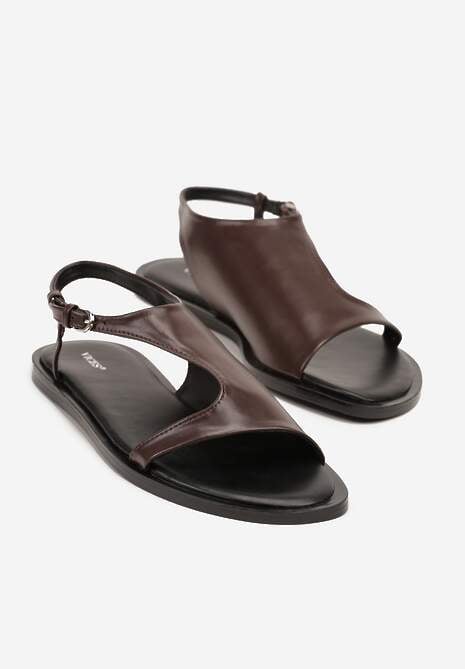Brązowe Asymetryczne Sandały Vices ze Sprzączką Merilda