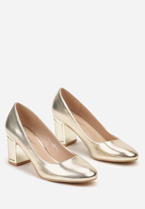 Złote Czółenka na Słupku z Metalicznymi Elementami Elranea