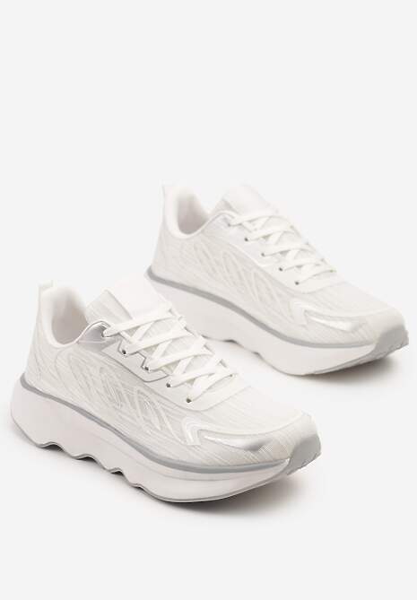 Białe Sneakersy na Podeszwie z Pianki Zdobione Geometrycznymi Detalami Ulianavia