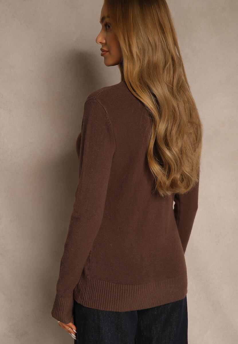 Brązowy Golf Sweter o Dopasowanym Kroju z Kaszmirem Zairith