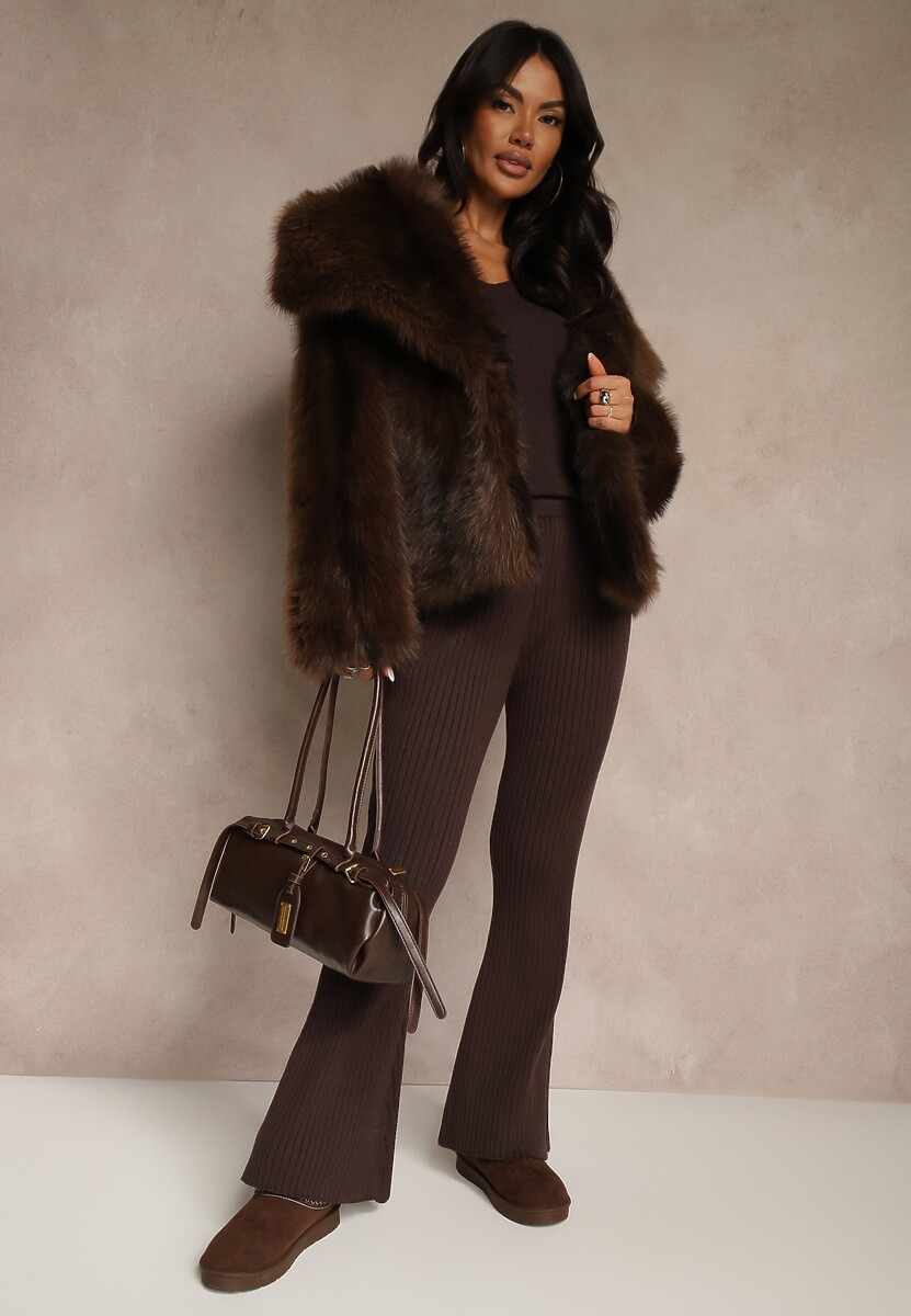 Czarne Spodnie Dzwony z Wiskozą High Waist Tusrima