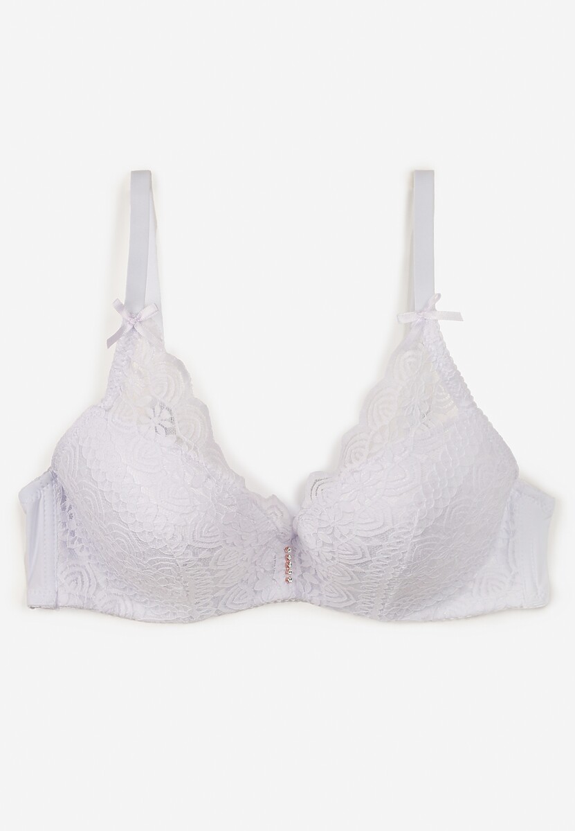 Biały Biustonosz Full Cup Ozdobiony Koronką Naave