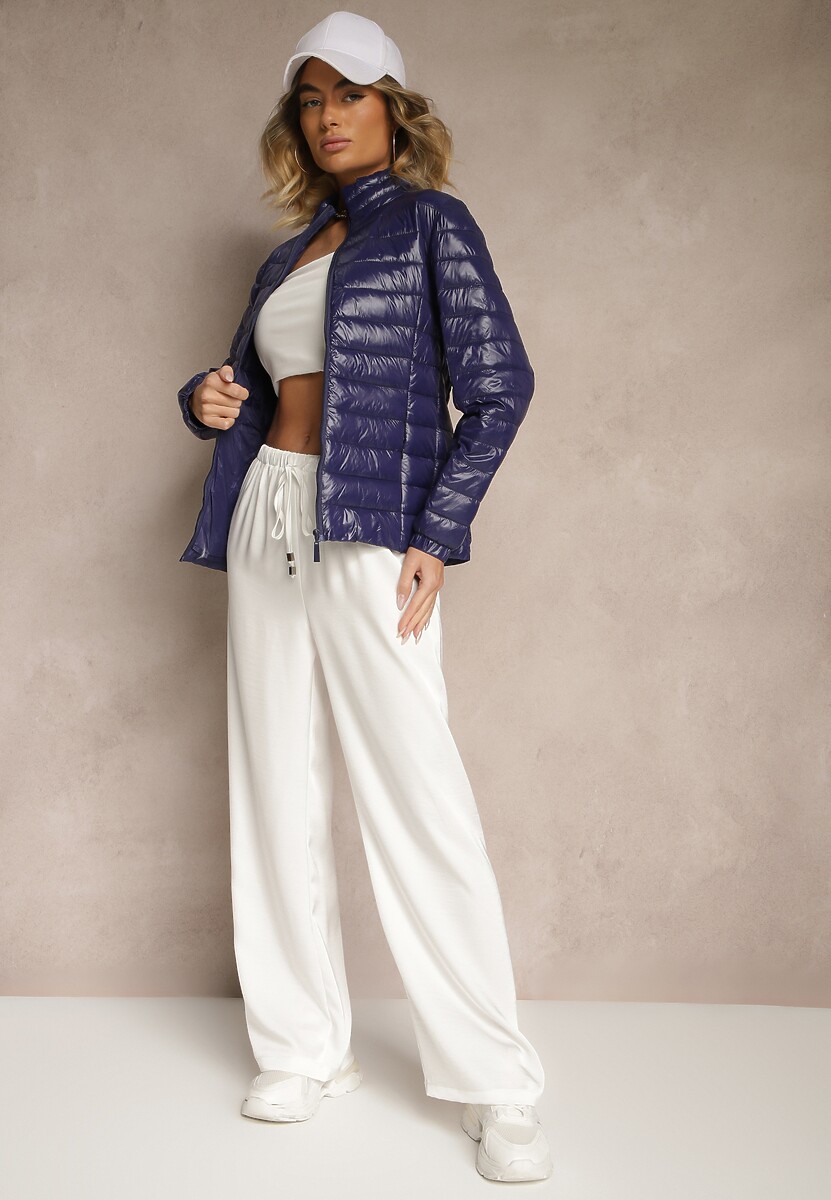 Granatowa Kurtka Pikowana Atia