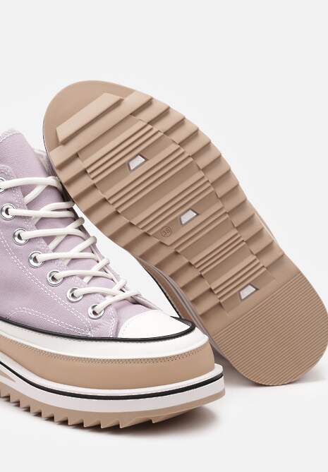 Fioletowe Trampki na Wysokiej Platformie z Cholewką za Kostkę Anlitela