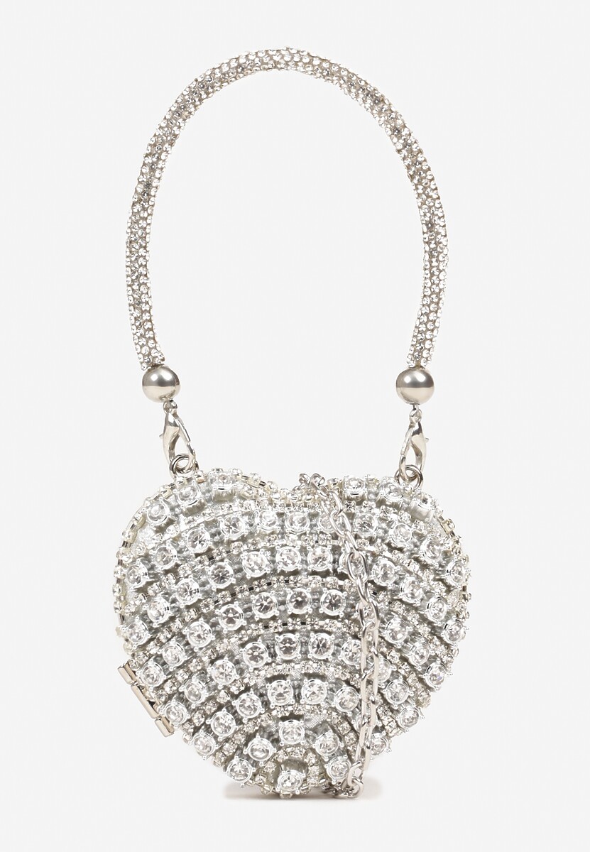 Złota Koktajlowa Torebka Serce Ozdobiona Cyrkoniami Deodore