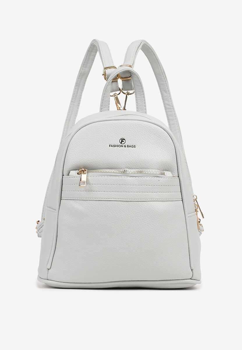 Beżowo-Kremowy Casualowy Plecak z Metaliczną Aplikacją i Regulowanymi Szelkami Haliriss