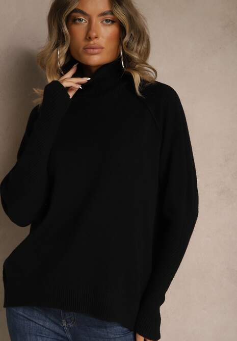 Czarny Golf z Domieszką Kaszmiru o Prostym Kroju Zoirsova