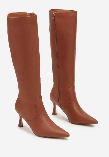 Brązowe Kozaki Vices na Szpilce w Klasycznym Stylu Izalea