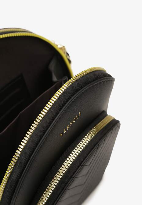 Czarna Mała Torebka Pikowana na Ramię z Trzema Komorami Namella