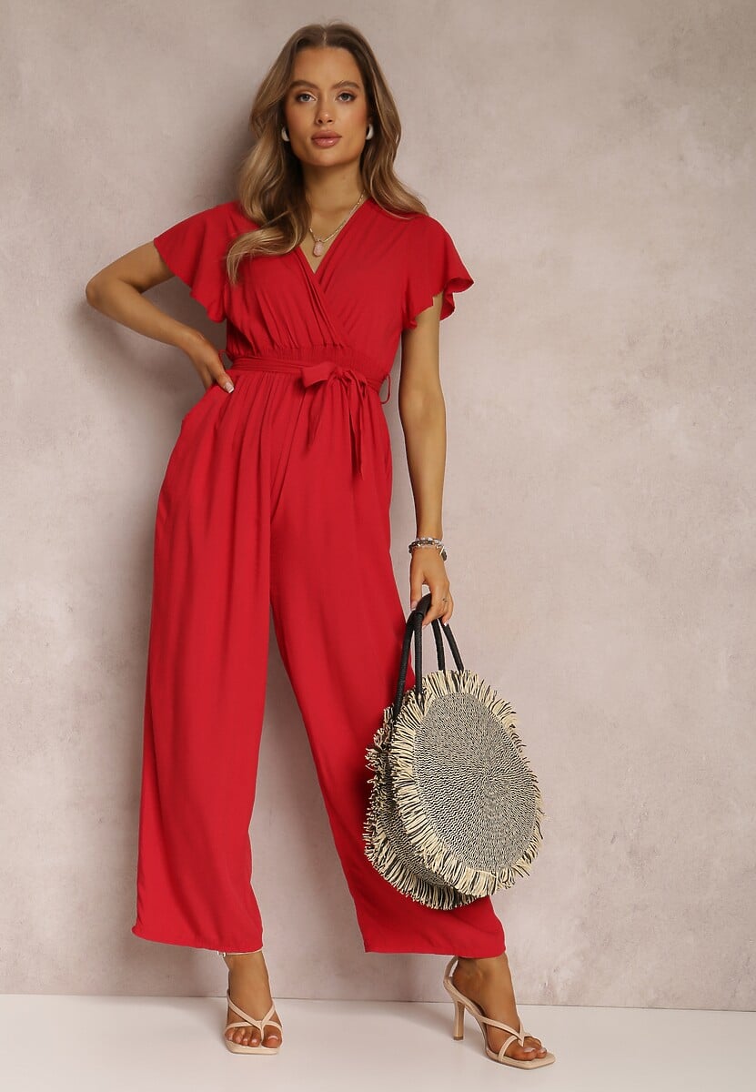 Czerwony Kombinezon z Wiskozy Zotolio