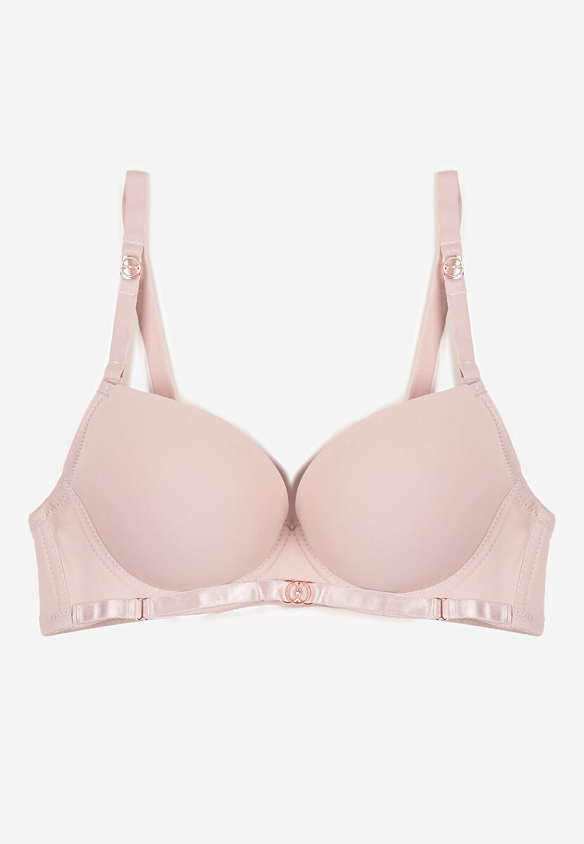Różowy Biustonosz Push Up Ozdobiony Koronką z Odpinanymi Ramiączkami z Regulacją Bilania