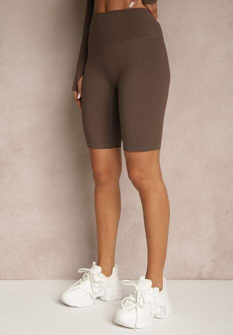 Brązowe Szorty Kolarki High Waist Basalla