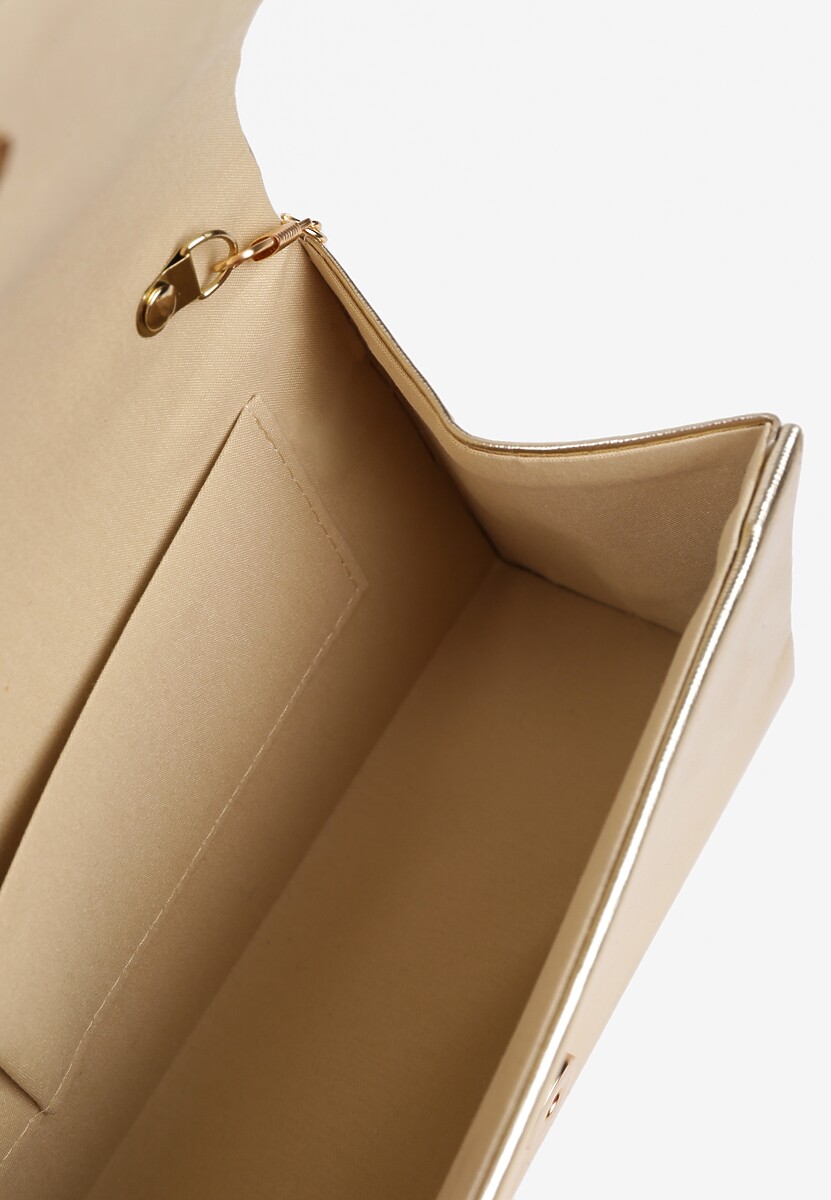 Złota Torebka Kuferek z Rączką i Odpinanym Łańcuszkiem Fesavia